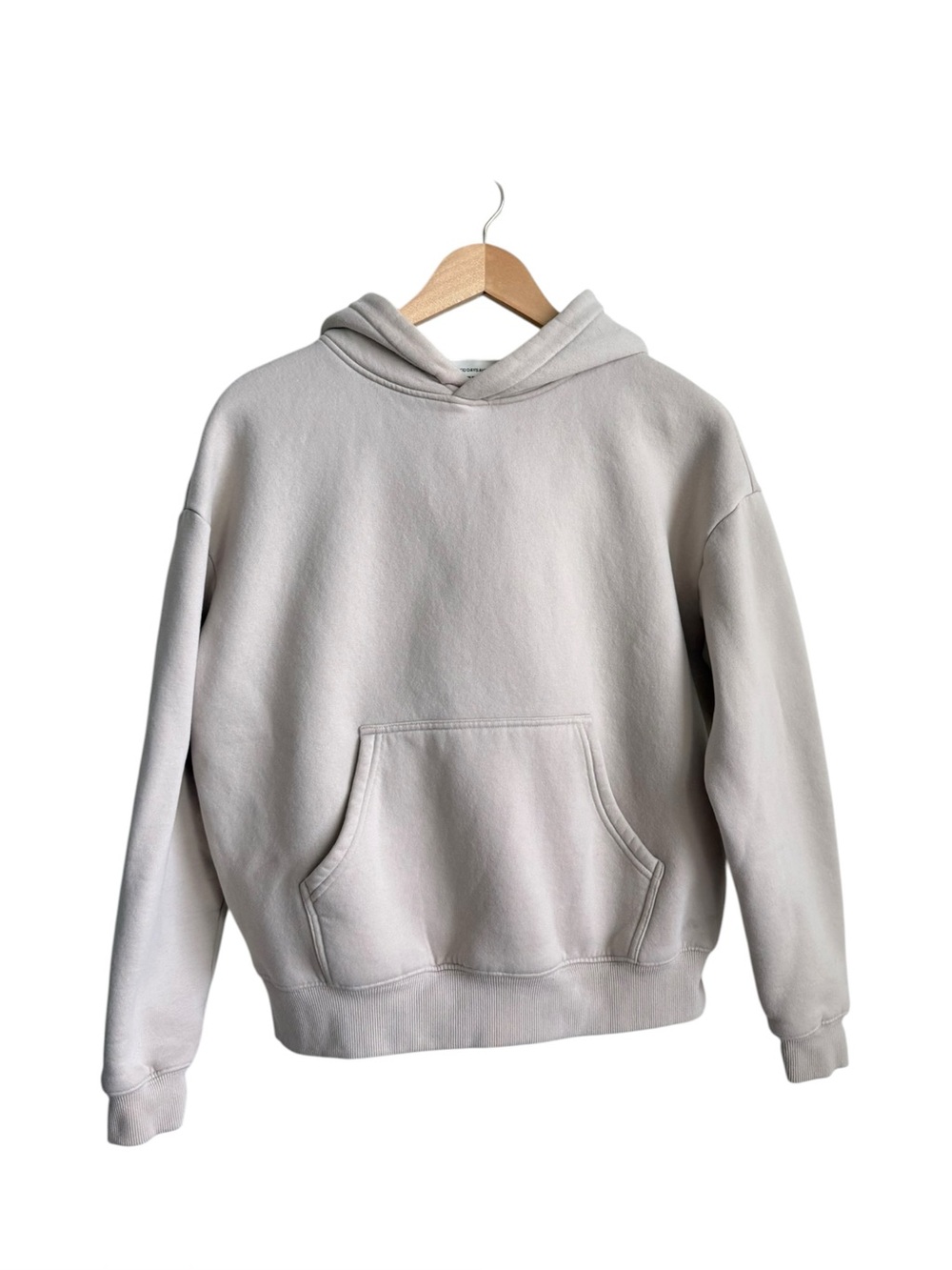Comfrt Unisex Relaxed Fit Hoodie Light Beige Embossed Logo XS